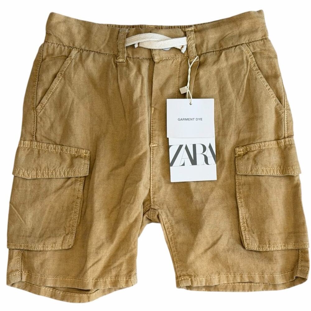 ZARA KIDS BOYS Linen Blend Cargo Shorts Size 3-4y NWT